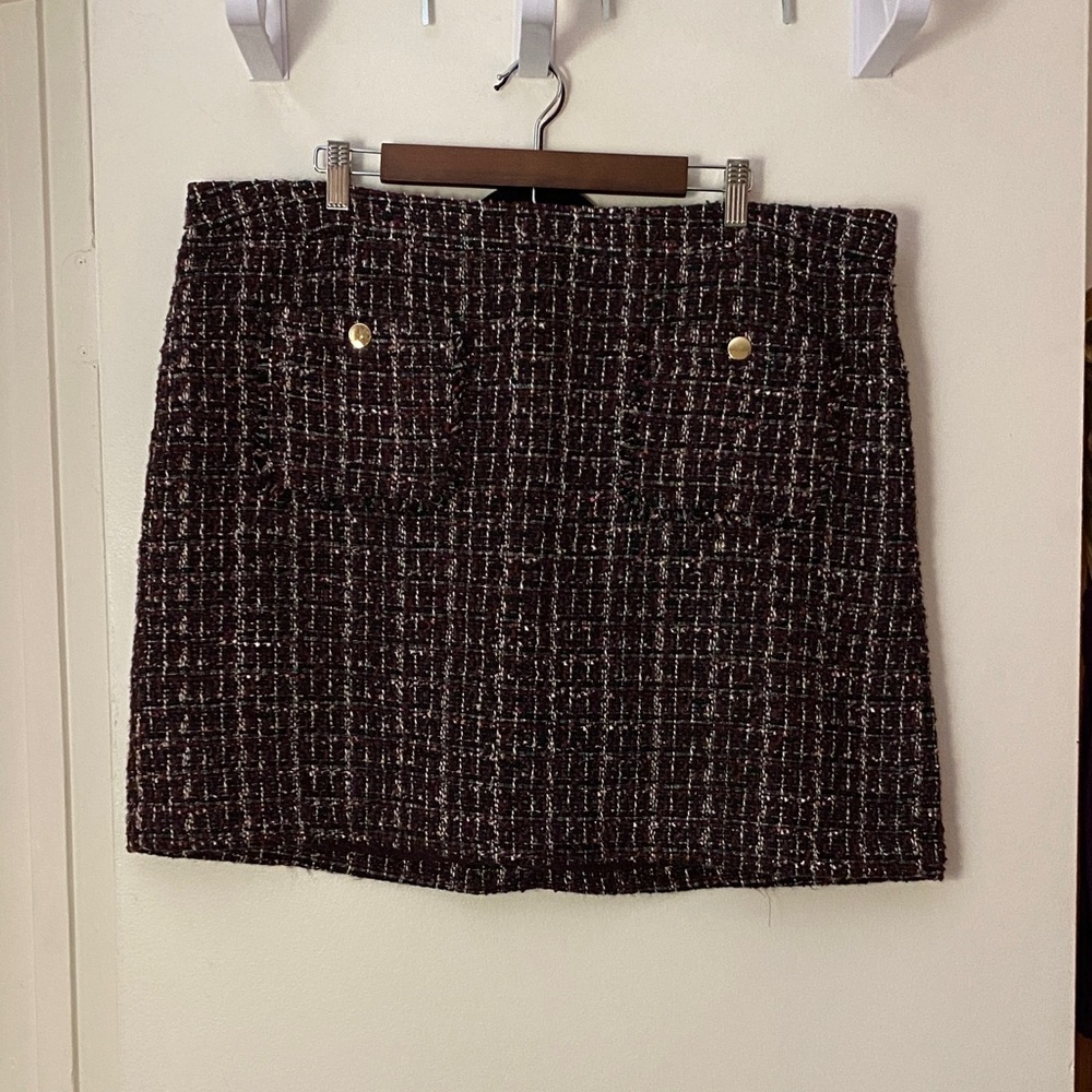LOFT Black and White Tweed Mini Skirt